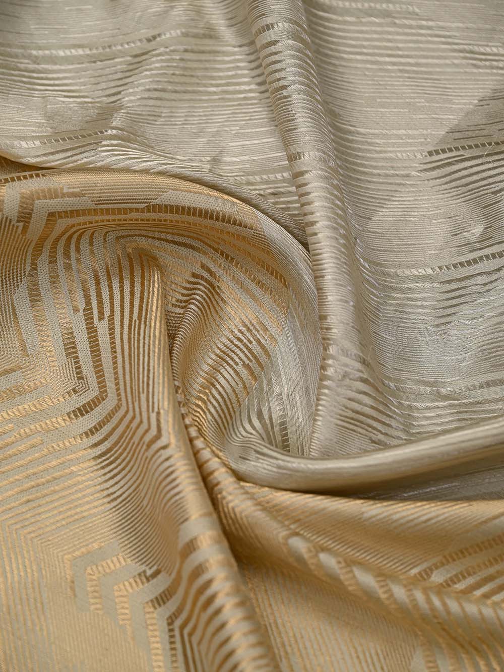 Beige Gold Tissue Brocade Handloom Banarasi Saree - Sacred Weaves