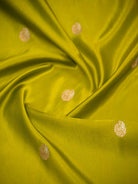 Lime Yellow Sona Roopa Booti Satin Silk Handloom Banarasi Saree - Sacred Weaves
