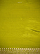 Lime Green Zari Sona Roopa Boota Satin Silk Handloom Banarasi Saree - Sacred Weaves