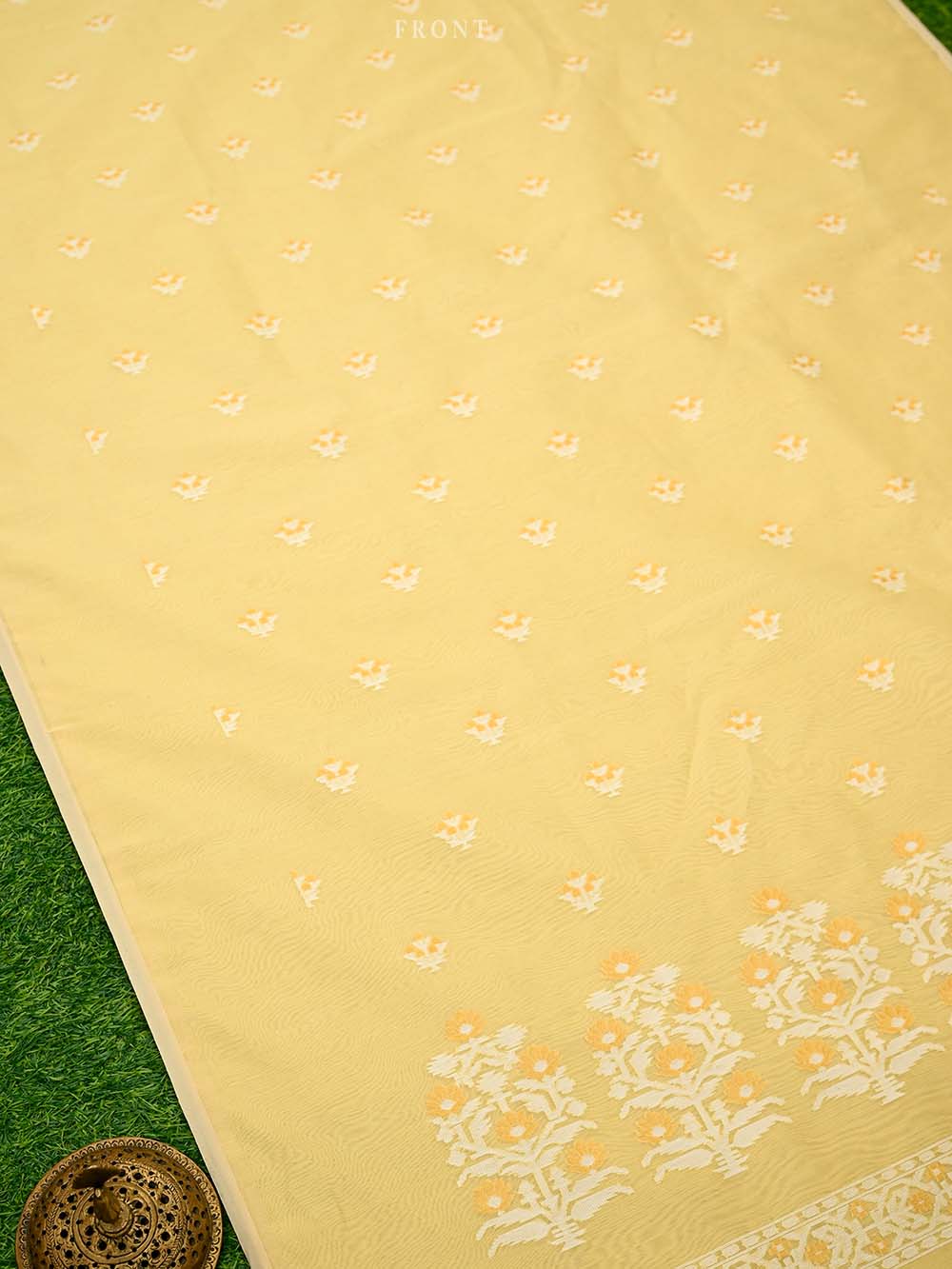 Yellow Booti Cotton Silk Handloom Banarasi Suit - Sacred Weaves