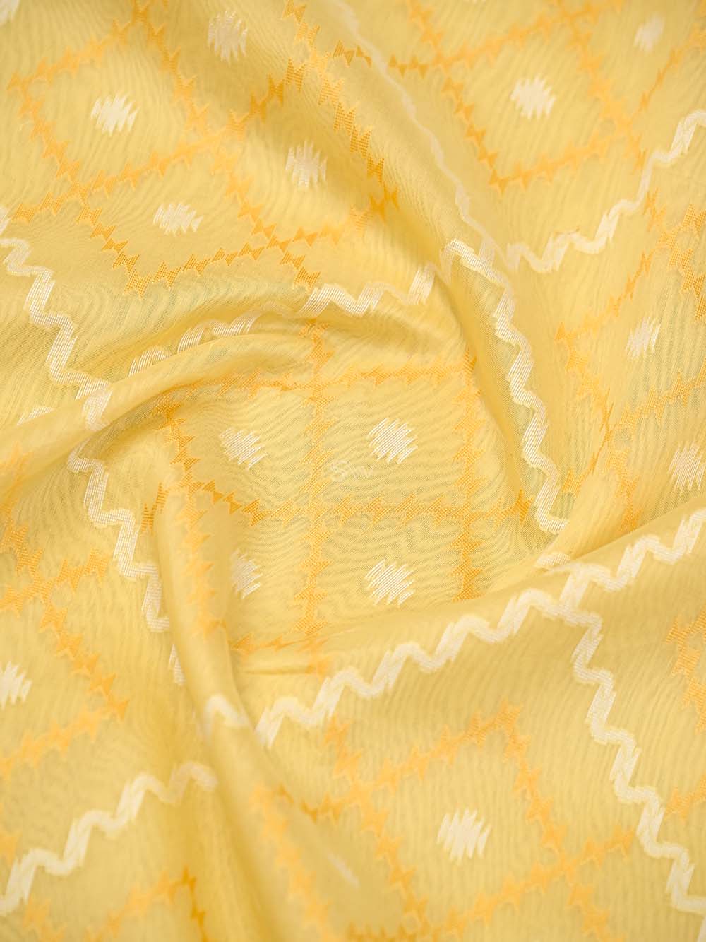 Yellow Booti Cotton Silk Handloom Banarasi Suit - Sacred Weaves