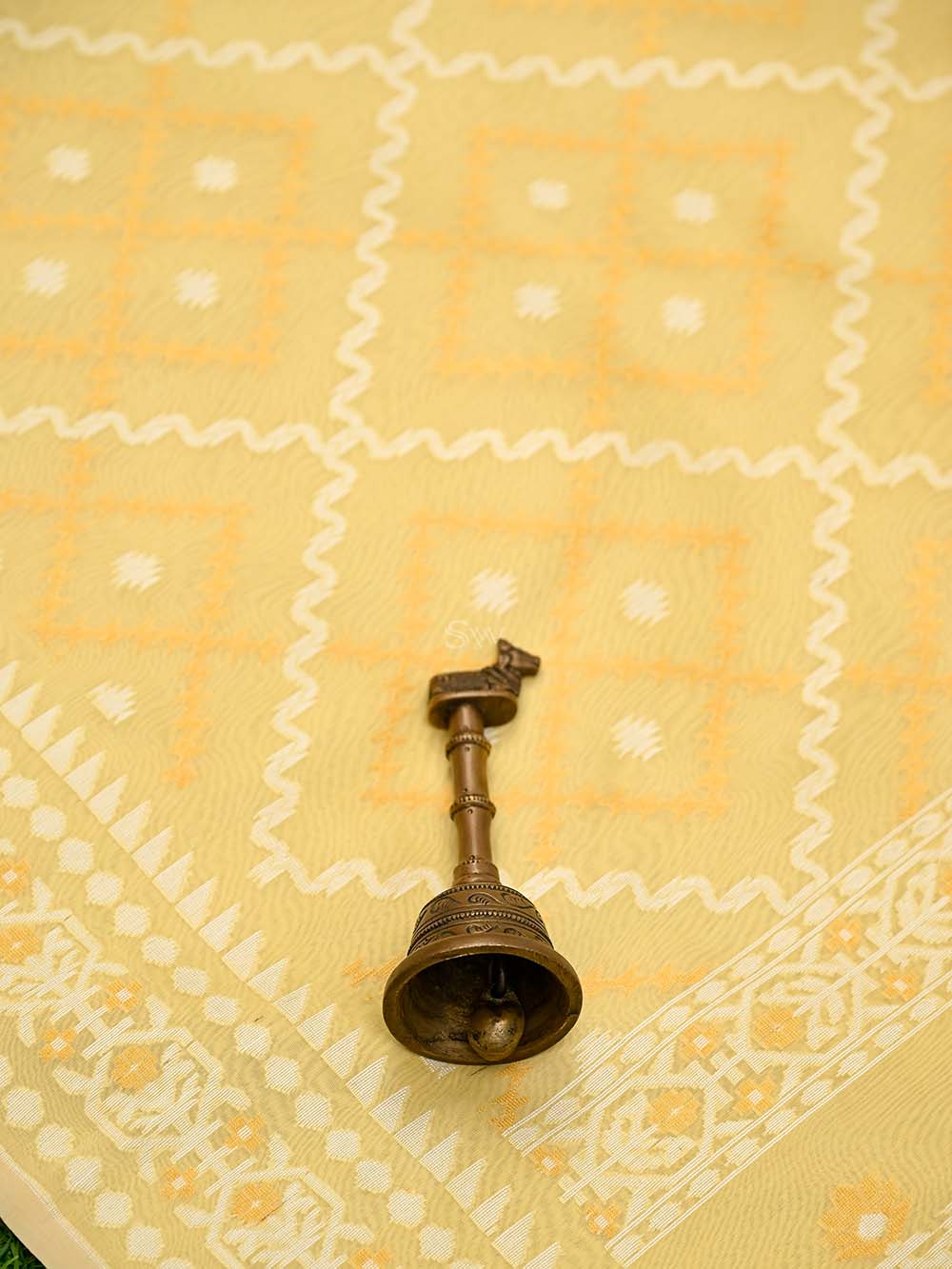 Yellow Booti Cotton Silk Handloom Banarasi Suit - Sacred Weaves