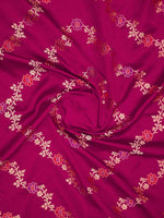 Magenta Satin Silk Handloom Banarasi Lehenga - Sacred Weaves