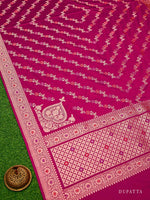Magenta Satin Silk Handloom Banarasi Lehenga - Sacred Weaves