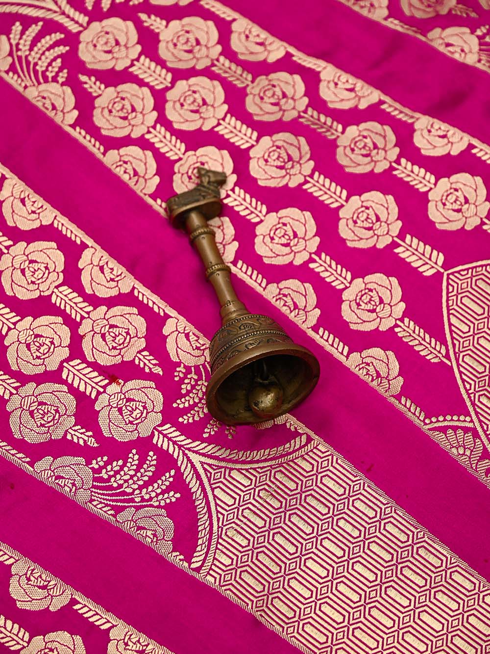 Magenta Satin Silk Handloom Banarasi Lehenga - Sacred Weaves