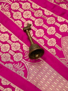 Magenta Satin Silk Handloom Banarasi Lehenga - Sacred Weaves