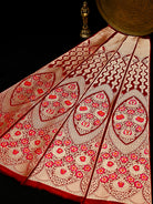 Red Satin Silk Handloom Banarasi Lehenga - Sacred Weaves