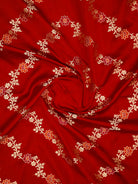 Red Satin Silk Handloom Banarasi Lehenga - Sacred Weaves