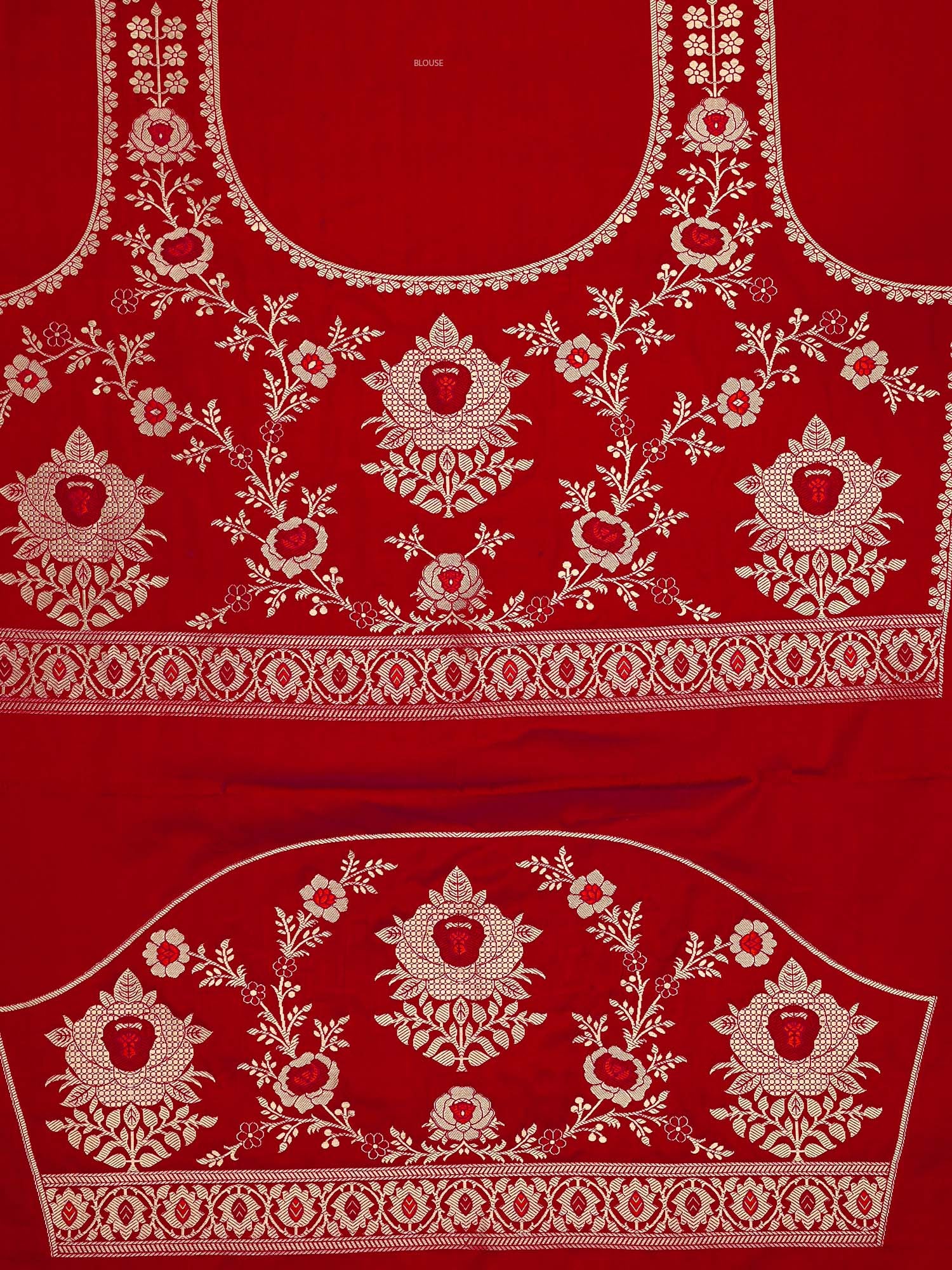 Red Satin Silk Handloom Banarasi Lehenga - Sacred Weaves