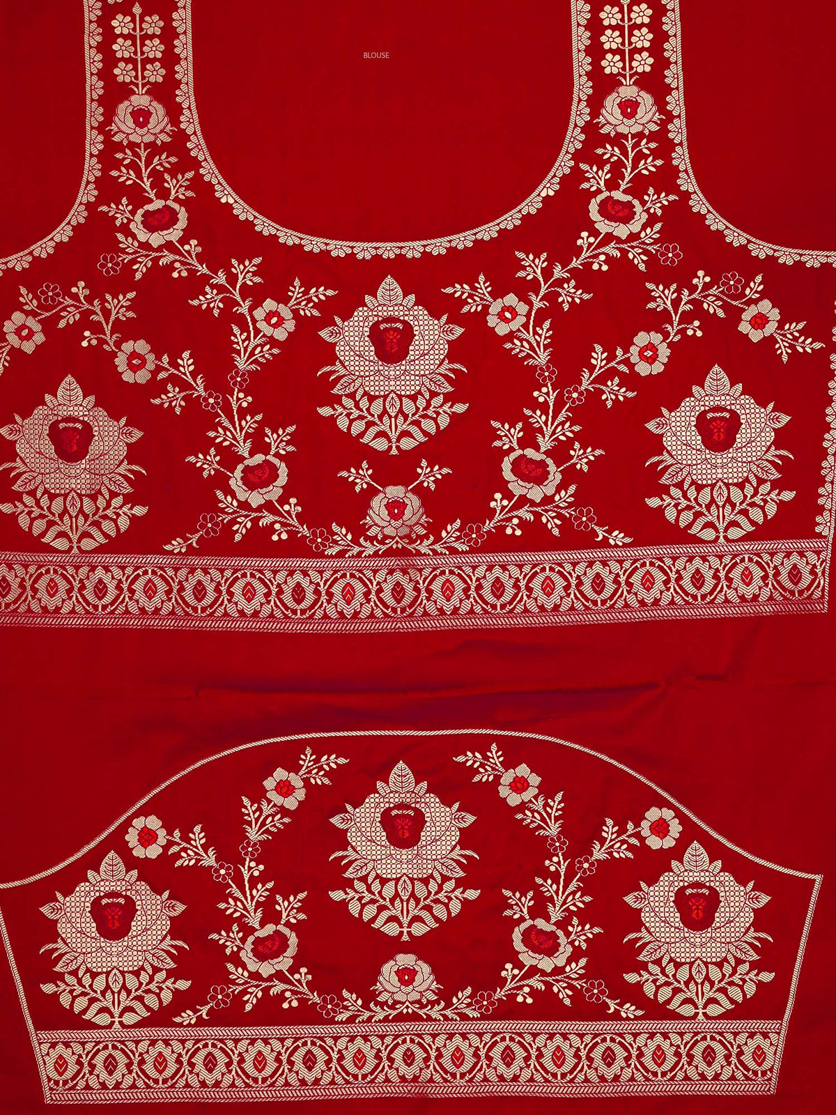 Red Satin Silk Handloom Banarasi Lehenga
