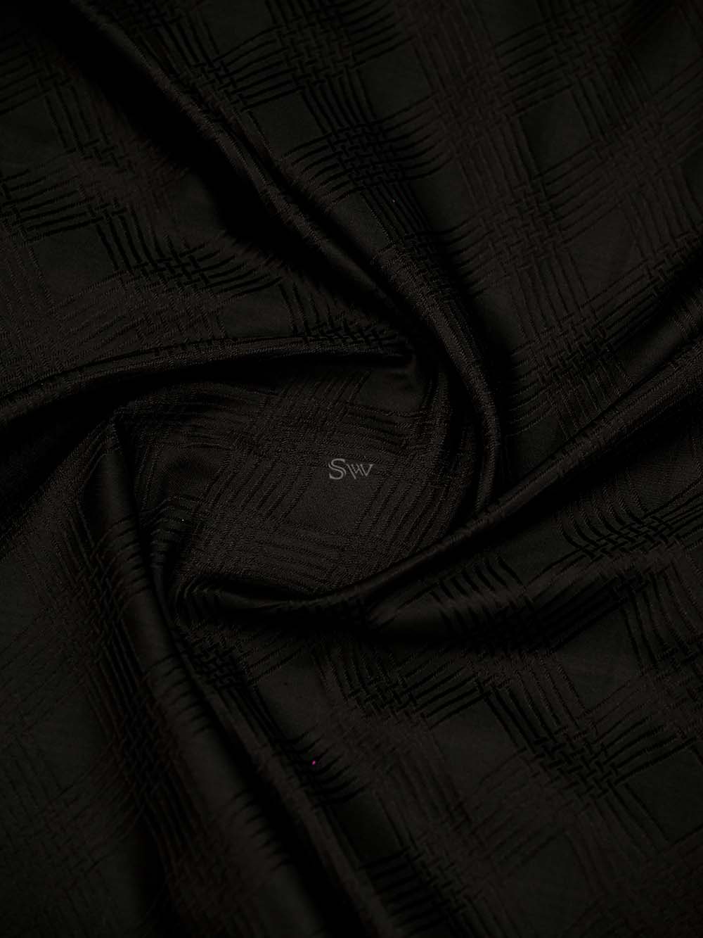 Black Brocade Katan Silk Handloom Banarasi Suit - Sacred Weaves