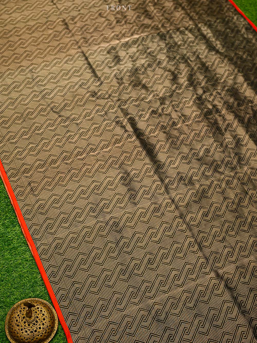 Black Brocade Katan Silk Handloom Banarasi Suit - Sacred Weaves