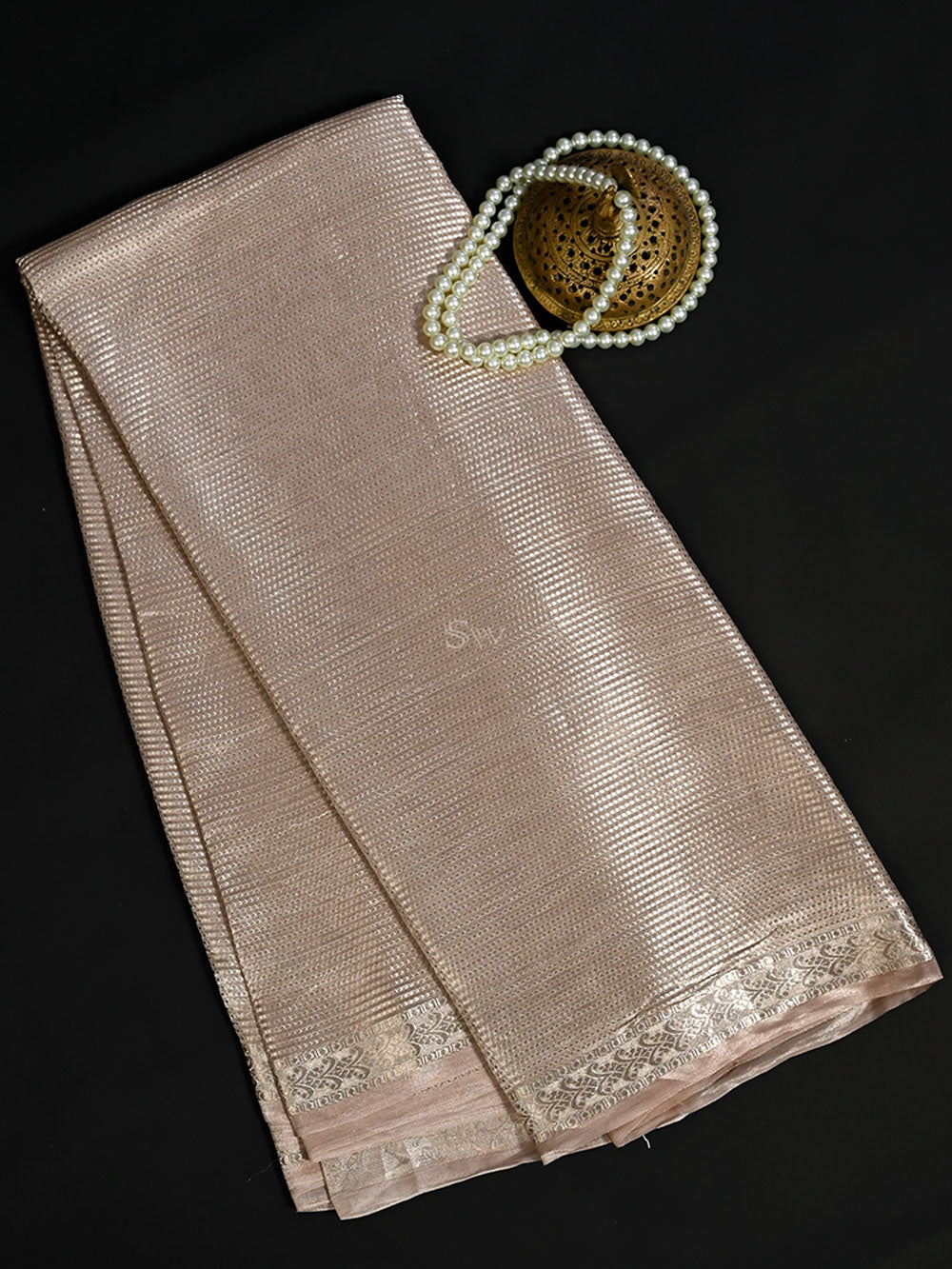 Pastel Pink Tissue Brocade Handloom Banarasi Saree - Sacred Weaves
