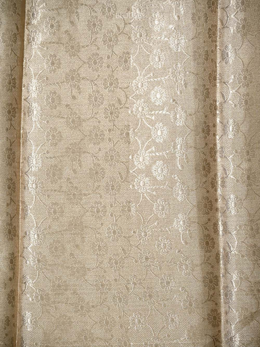 Beige Tissue Brocade Handloom Banarasi Saree - Sacred Weaves