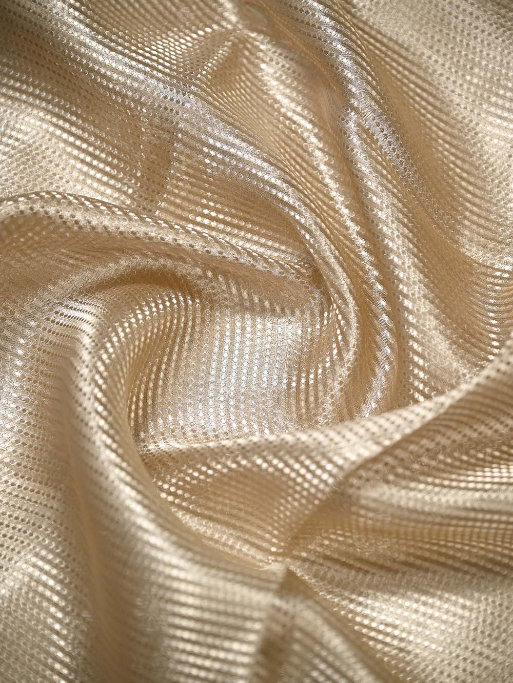 Beige Tissue Brocade Handloom Banarasi Saree - Sacred Weaves