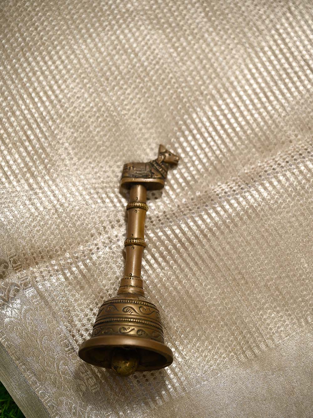 Beige Tissue Brocade Handloom Banarasi Saree - Sacred Weaves