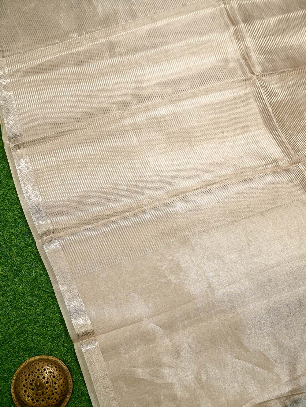 Beige Tissue Brocade Handloom Banarasi Saree - Sacred Weaves