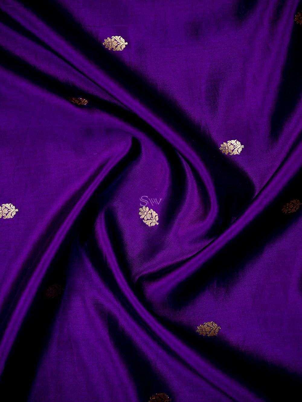 Purple Booti Katan Silk Handloom Banarasi Saree