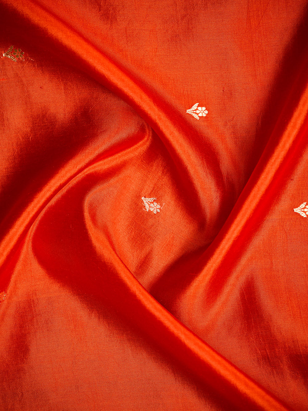 Orange Booti Katan Silk Handloom Banarasi Saree