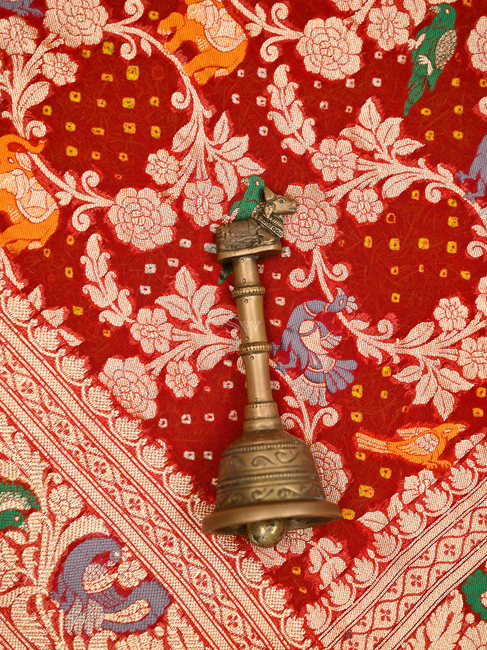 Maroon Bandhani Khaddi Georgette Handloom Banarasi Saree - Sacred Weaves