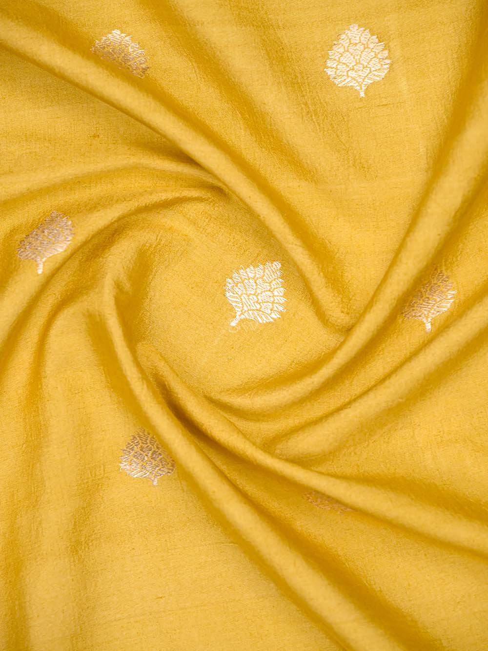 Mustard Booti Moonga Tussar Silk Handloom Banarasi Suit - Sacred Weaves