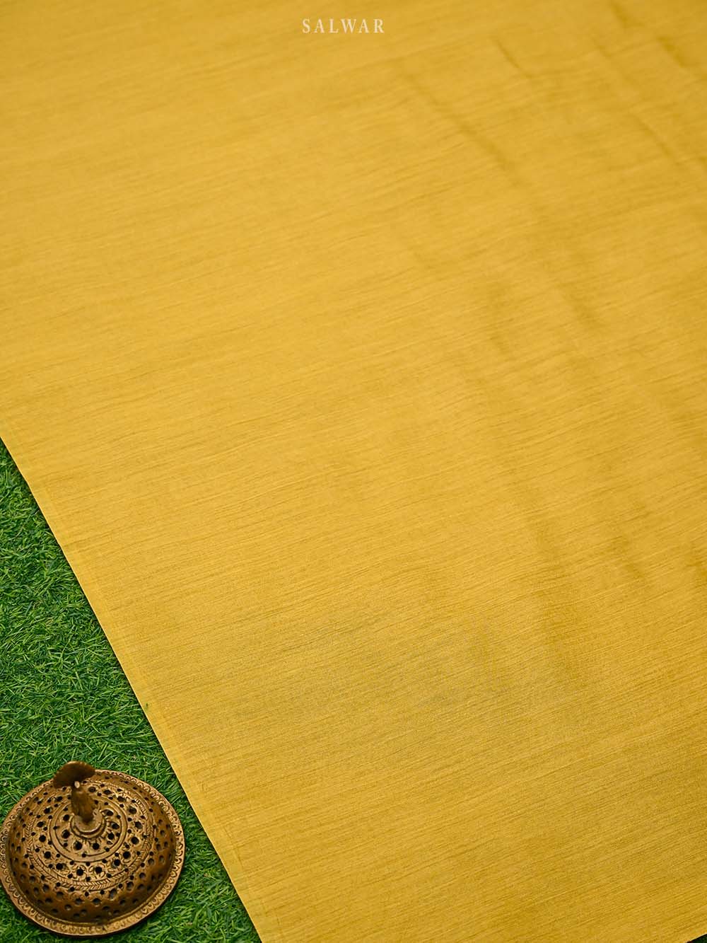 Mustard Booti Moonga Tussar Silk Handloom Banarasi Suit - Sacred Weaves