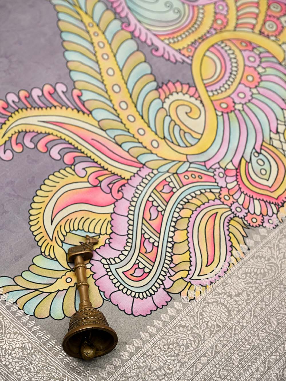 Lavender Booti Moonga Tussar Silk Handloom Banarasi Suit - Sacred Weaves