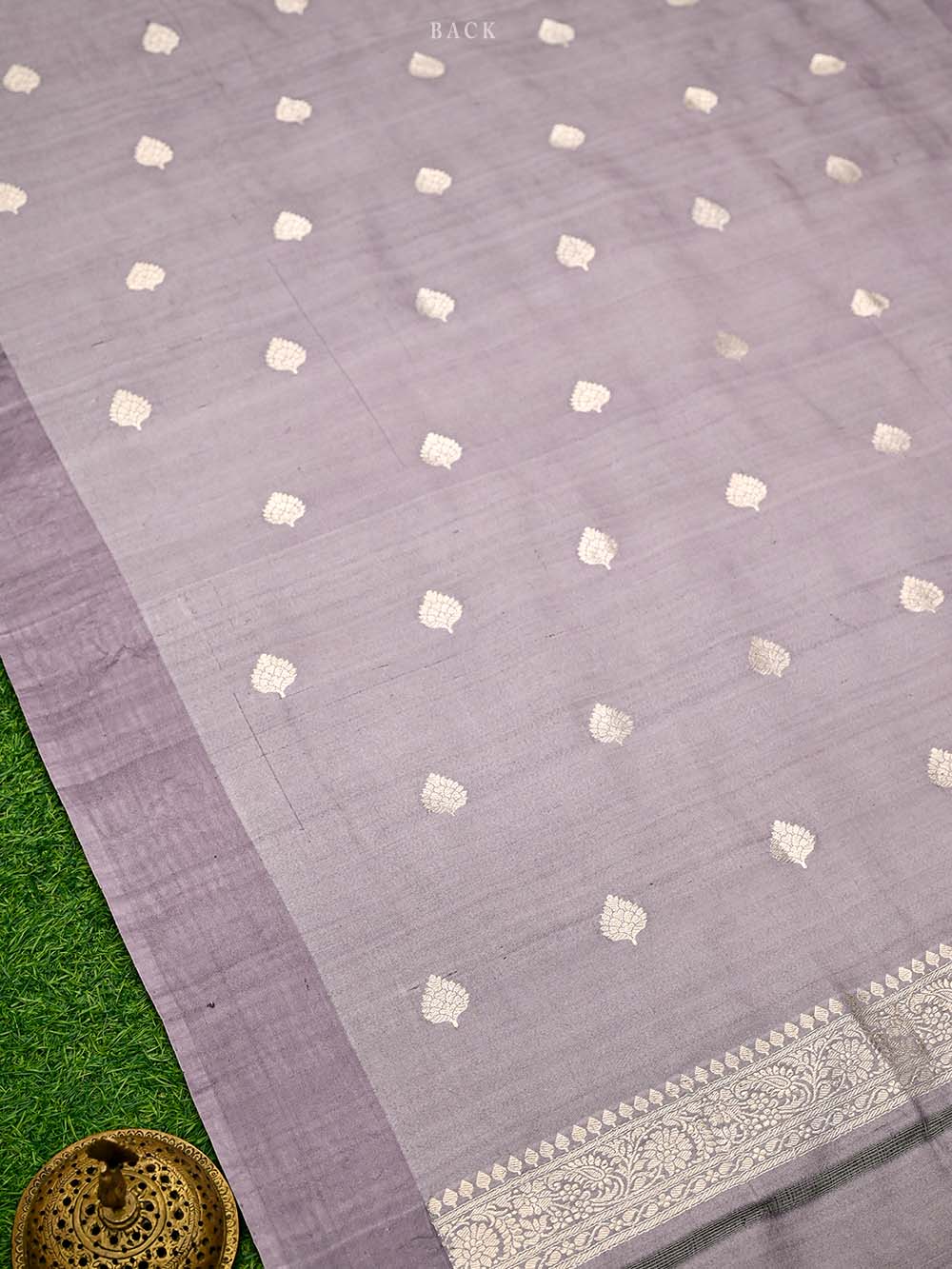 Lavender Booti Moonga Tussar Silk Handloom Banarasi Suit - Sacred Weaves