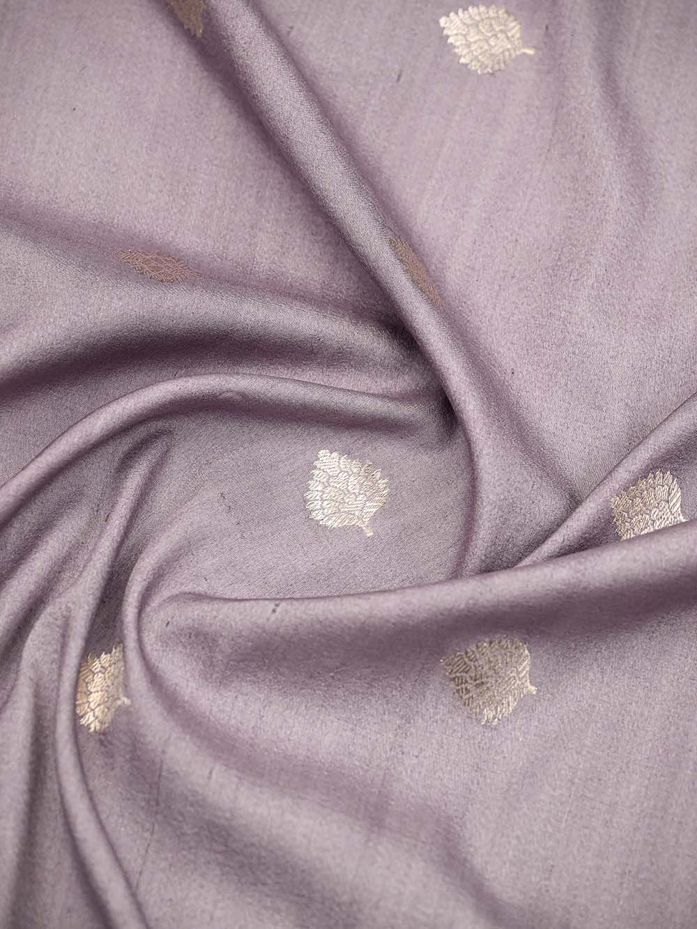 Lavender Booti Moonga Tussar Silk Handloom Banarasi Suit - Sacred Weaves