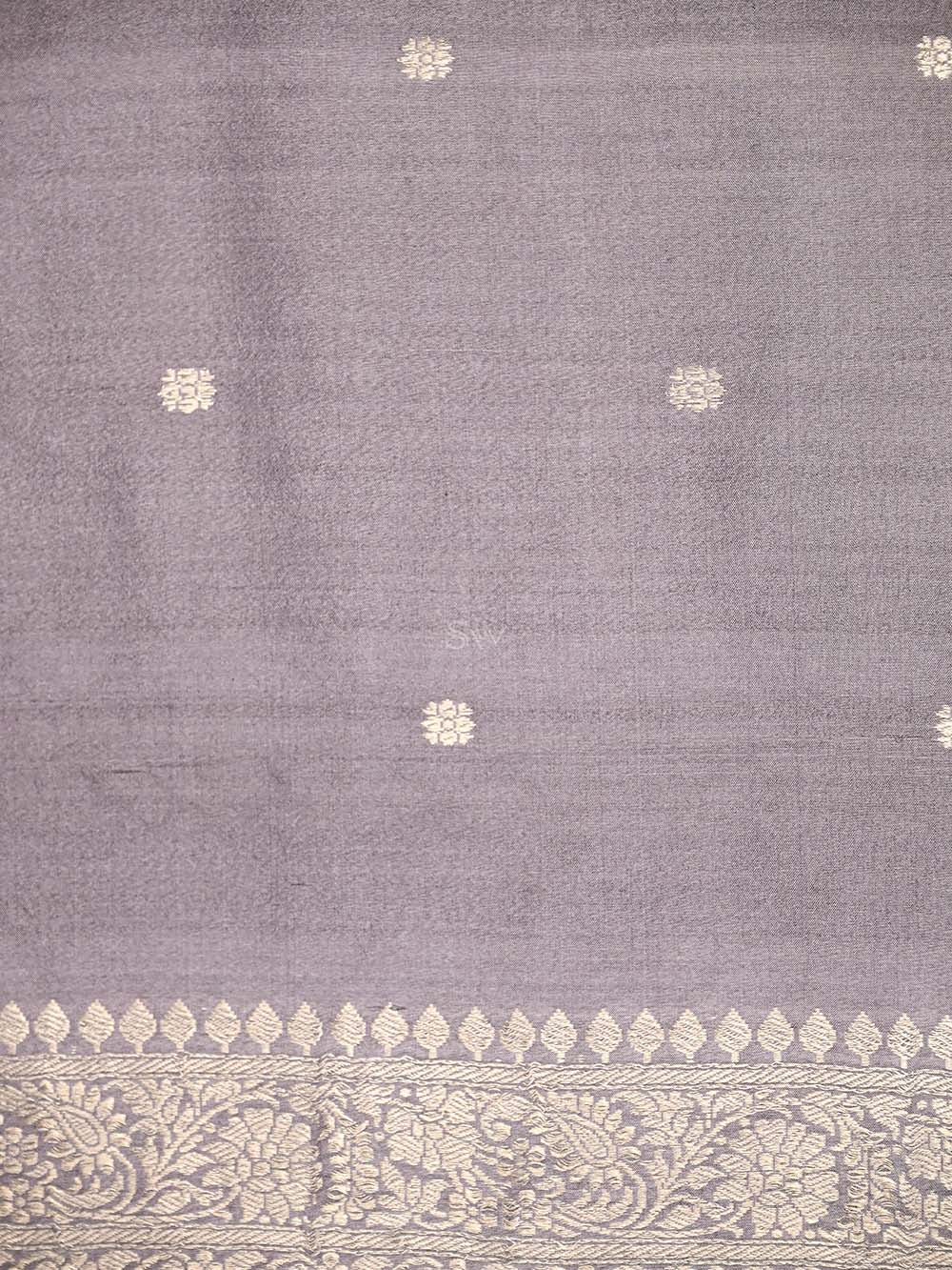 Lavender Booti Moonga Tussar Silk Handloom Banarasi Suit - Sacred Weaves