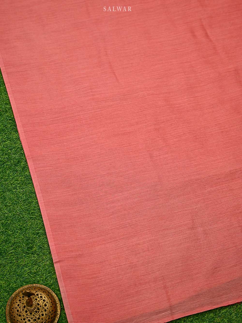 Coral Pink Booti Moonga Tussar Silk Handloom Banarasi Suit - Sacred Weaves