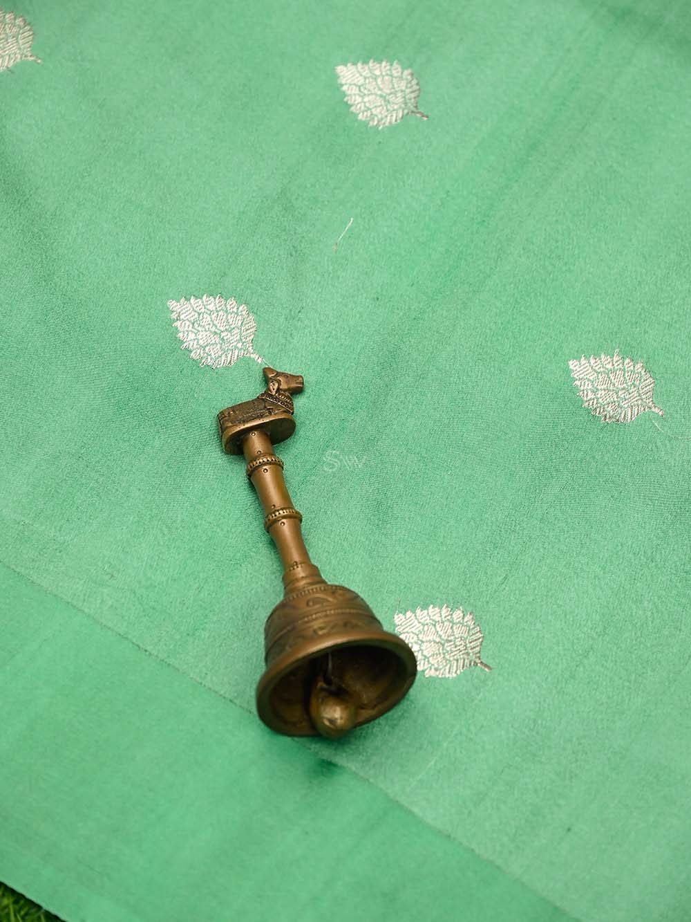 Sea Green Booti Moonga Tussar Silk Handloom Banarasi Suit - Sacred Weaves