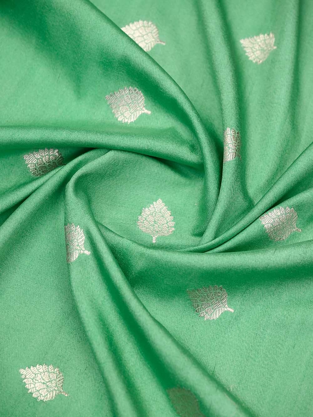 Sea Green Booti Moonga Tussar Silk Handloom Banarasi Suit - Sacred Weaves