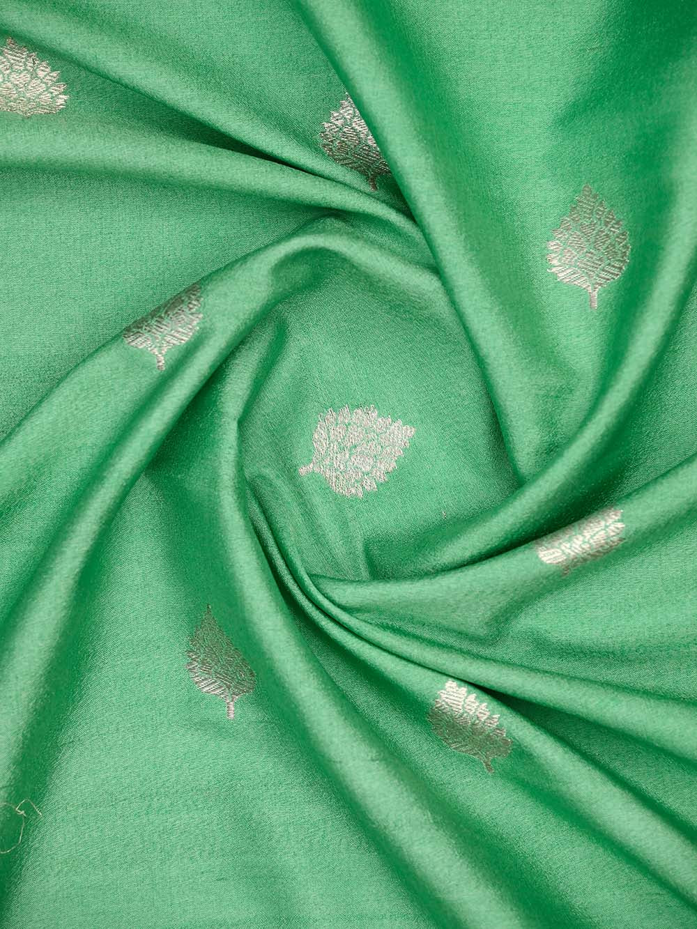 Sea Green Booti Moonga Tussar Silk Handloom Banarasi Suit - Sacred Weaves