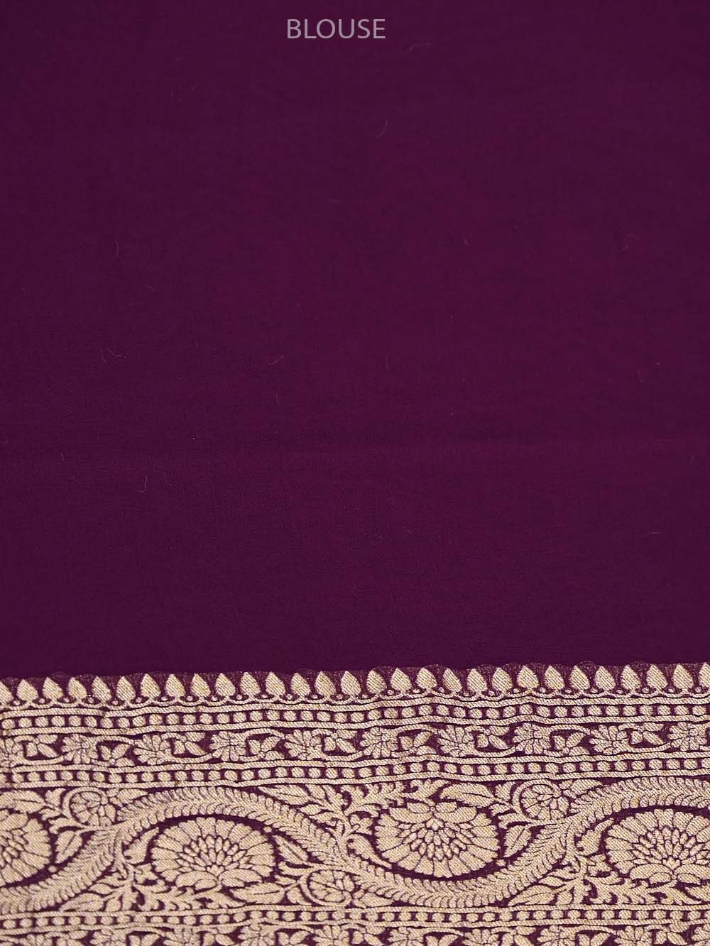 Purple Stripe Khaddi Georgette Handloom Banarasi Saree - Sacred Weaves