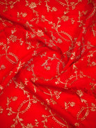 Dark Orange Booti Crepe Silk Handloom Banarasi Suit - Sacred Weaves