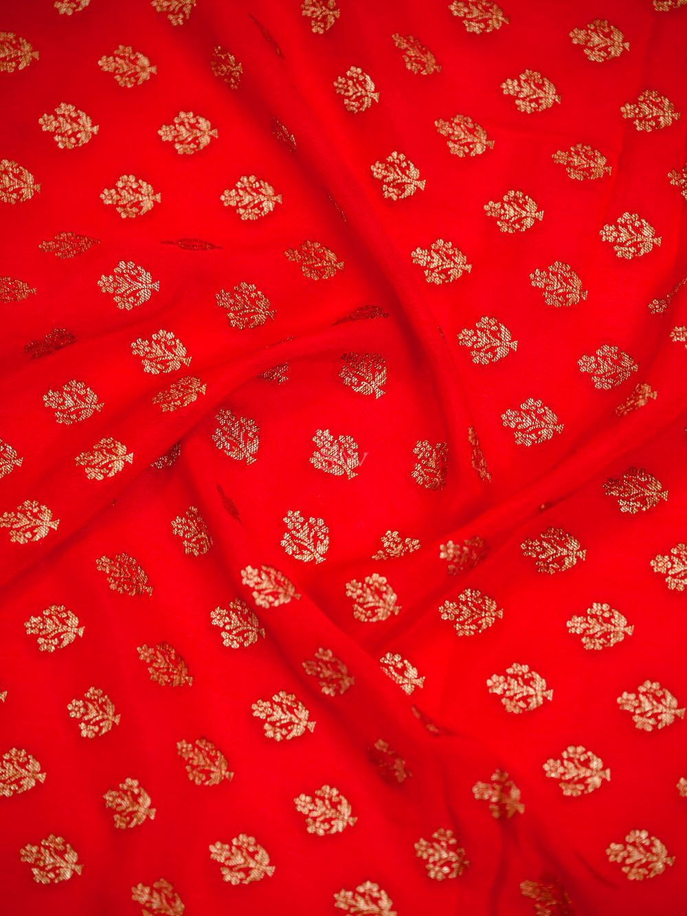 Dark Orange Booti Crepe Silk Handloom Banarasi Suit - Sacred Weaves