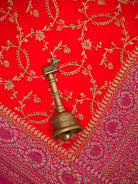 Dark Orange Booti Crepe Silk Handloom Banarasi Suit - Sacred Weaves