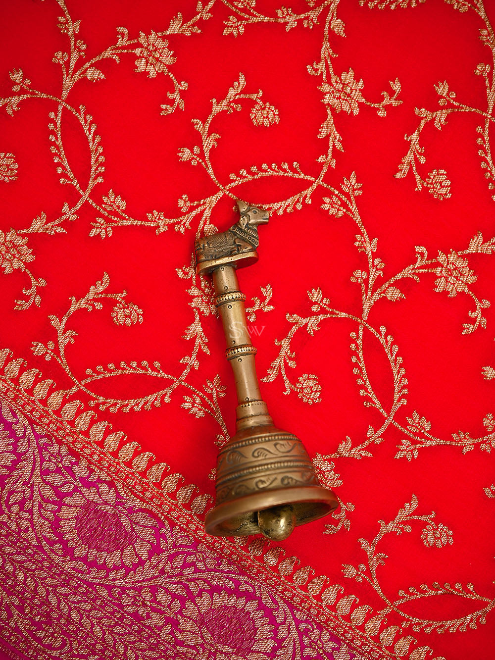 Dark Orange Booti Crepe Silk Handloom Banarasi Suit - Sacred Weaves