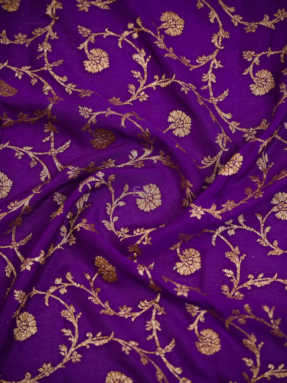 Purple Booti Crepe Silk Handloom Banarasi Suit - Sacred Weaves