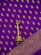 Purple Booti Crepe Silk Handloom Banarasi Suit - Sacred Weaves