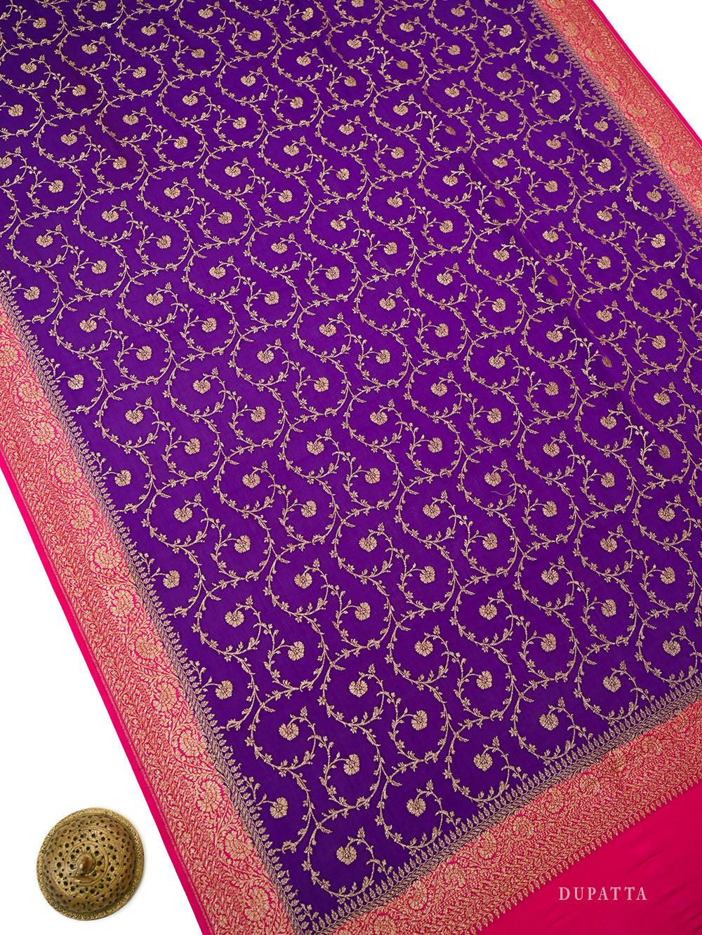Purple Booti Crepe Silk Handloom Banarasi Suit - Sacred Weaves