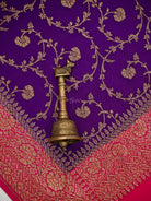 Purple Booti Crepe Silk Handloom Banarasi Suit - Sacred Weaves