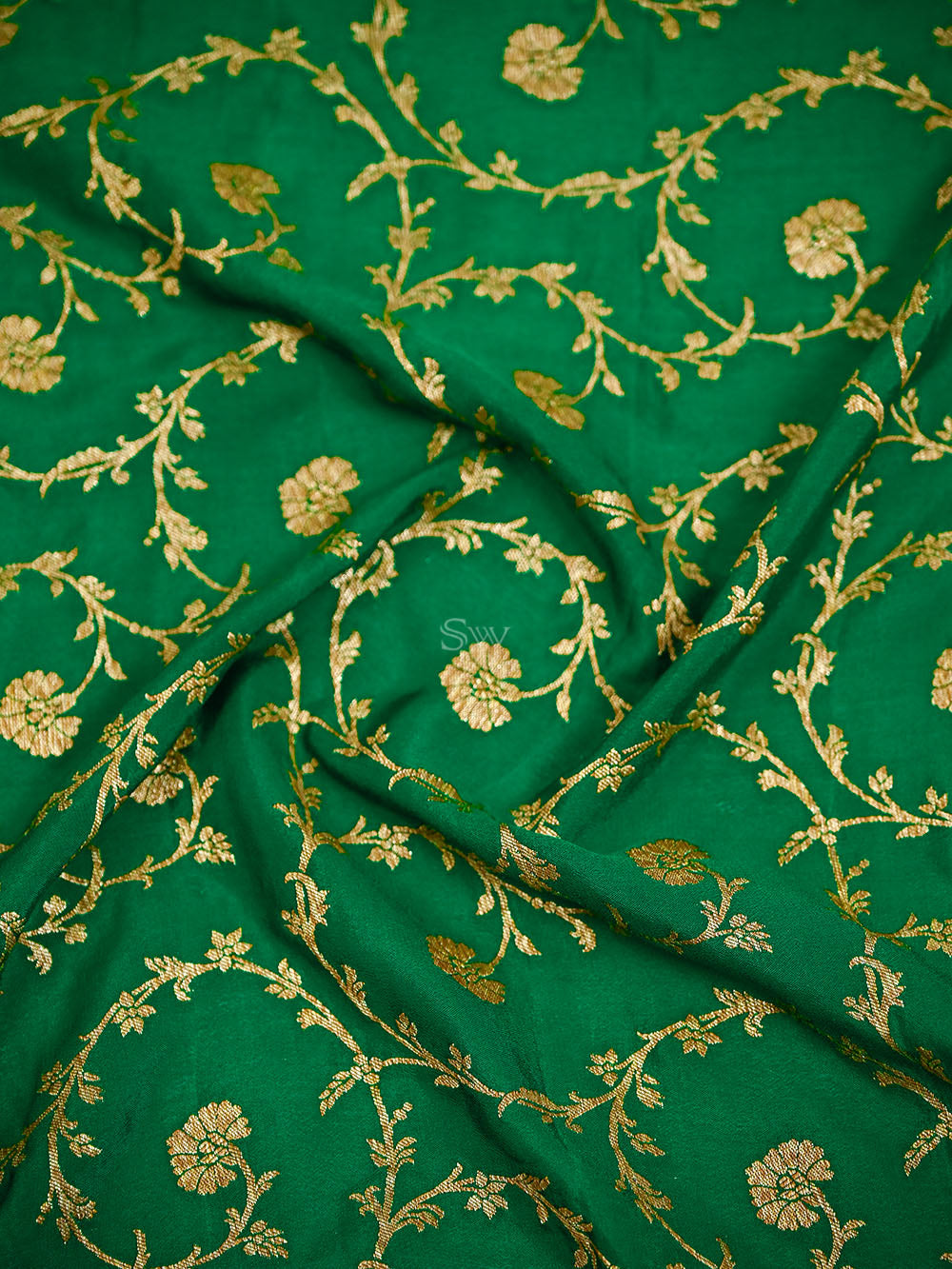 Bottle Green Booti Crepe Silk Handloom Banarasi Suit