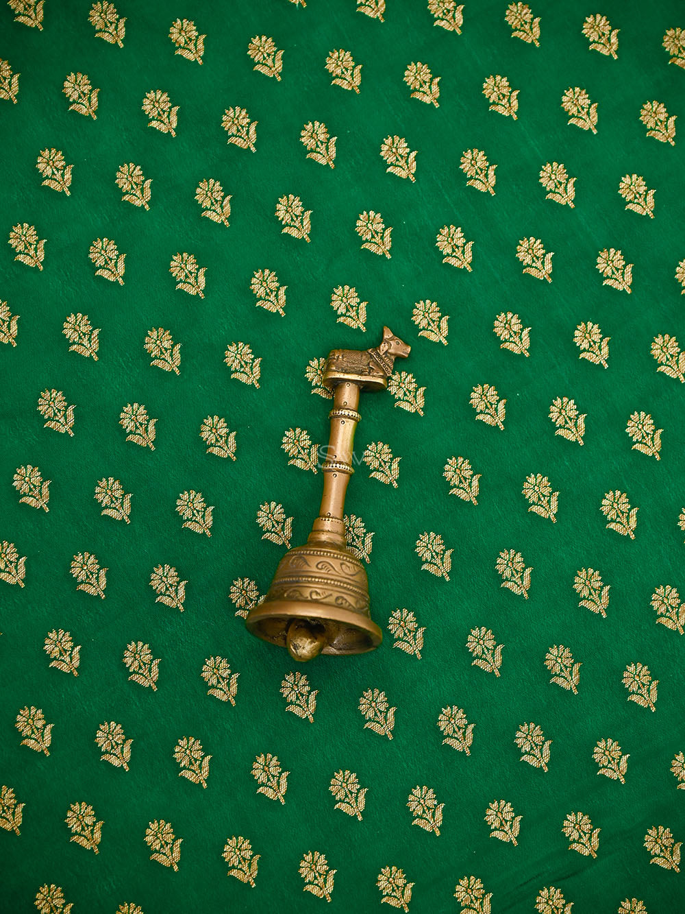 Bottle Green Booti Crepe Silk Handloom Banarasi Suit
