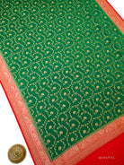Bottle Green Booti Crepe Silk Handloom Banarasi Suit