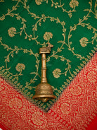 Bottle Green Booti Crepe Silk Handloom Banarasi Suit