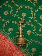 Bottle Green Booti Crepe Silk Handloom Banarasi Suit