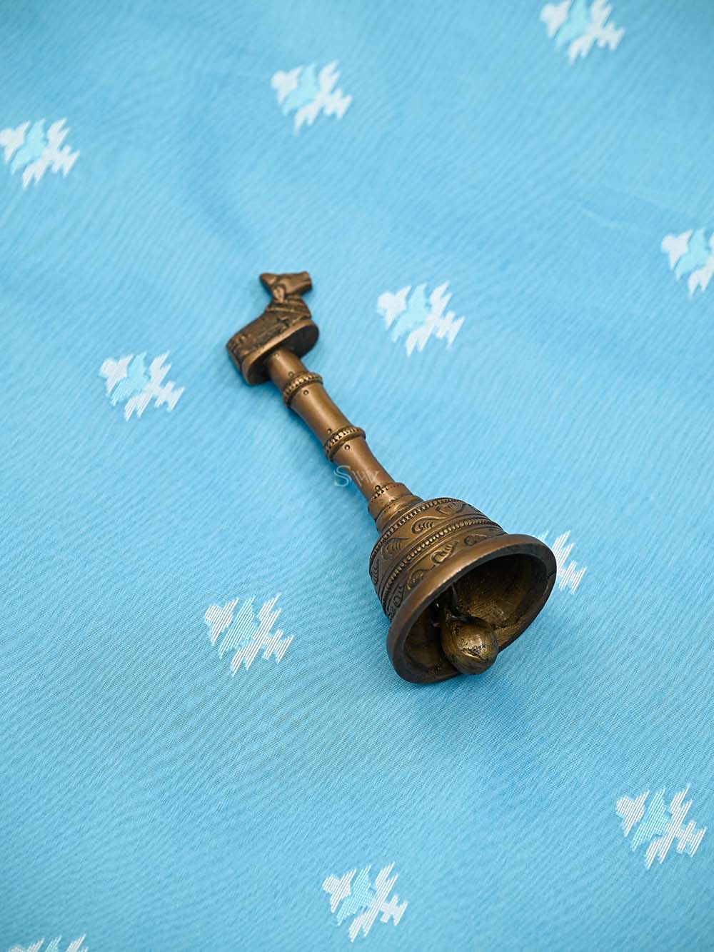 Pastel Blue Booti Cotton Silk Handloom Banarasi Suit - Sacred Weaves