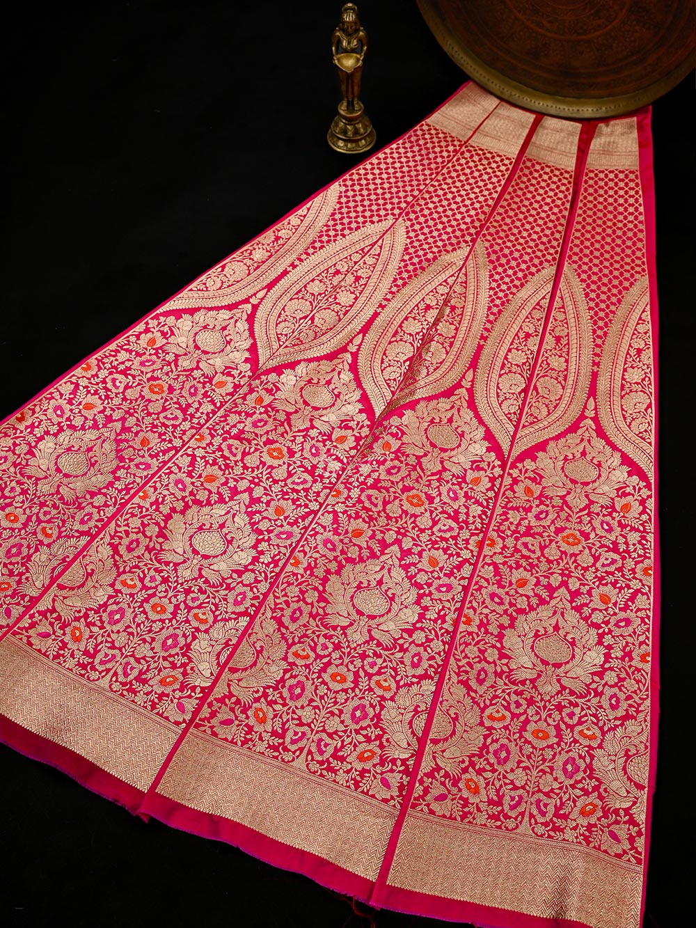 Magenta Silk Handloom Banarasi Lehenga - Sacred Weaves